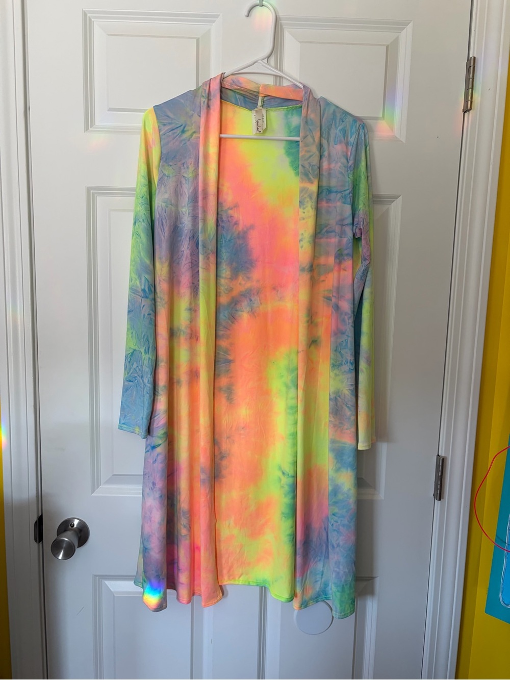 Isaac Liev Neon Tie-Dye Open Cardigan